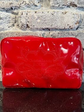 Christian Lacroix Vintage Avon Red Patent Embossed Cosmetic Pouch